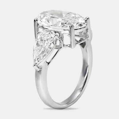 Pre-owned The Diamond Edit 7.45 Cts Oval And Pear Lab Grown Diamond 18k White Gold Ring Size 52