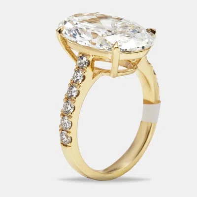 Pre-owned The Diamond Edit 7.49 Cts Oval Brilliant And Round Lab Grown Diamond 18k Yellow Gold Ring Size 53