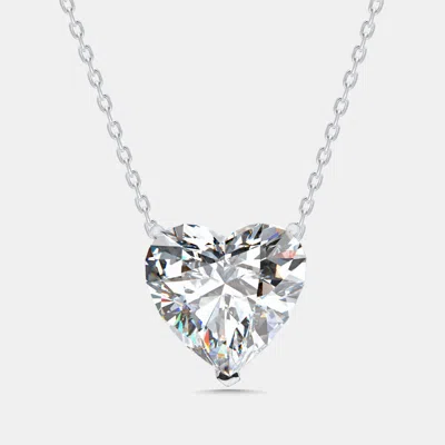 Pre-owned The Diamond Edit 7.5 Cts Heart Lab Grown Diamond 18k White Gold Pendant Necklace
