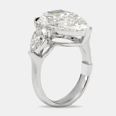 Pre-owned The Diamond Edit 7.7 Cts Pear Brilliant Lab Grown Diamond 18k White Gold Ring Size 53