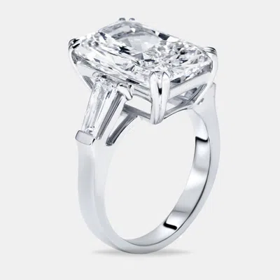 Pre-owned The Diamond Edit 7.8 Cts Radiant Trapazoid Lab Grown Diamond 18k White Gold Ring Size 51