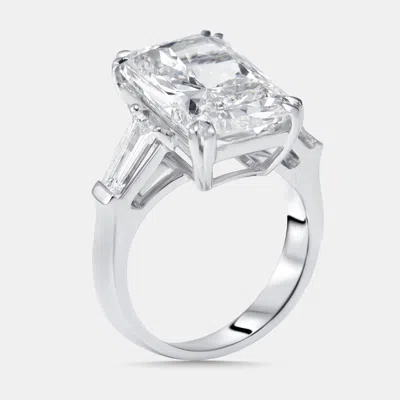 Pre-owned The Diamond Edit 7.8 Cts Radiant Trapezoid Lab Grown Diamonds 18k White Gold Ring Size 55