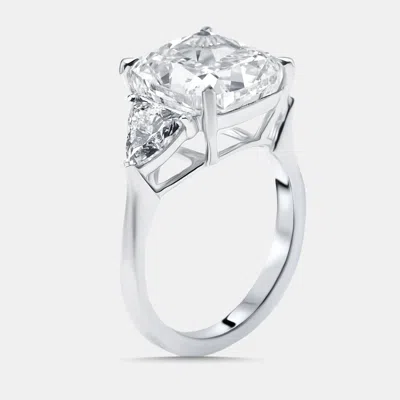 Pre-owned The Diamond Edit 8 Cts Cushion Trillion Lab Grown Diamonds 18k White Gold Ring Size 53