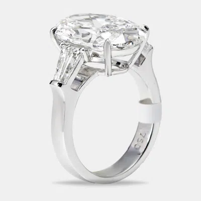 Pre-owned The Diamond Edit 8 Cts Oval And Trapezoid Lab Grown Diamond 18k White Gold Ring Size 51