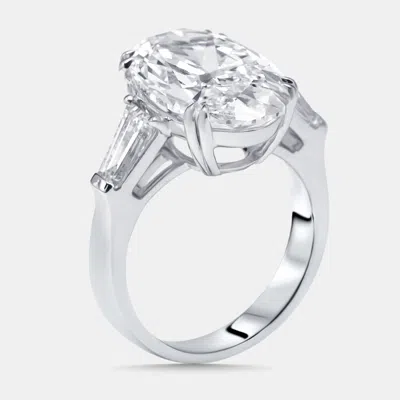 Pre-owned The Diamond Edit 8 Cts Oval Trapazoid Lab Grown Diamonds 18k White Gold Ring Size 54