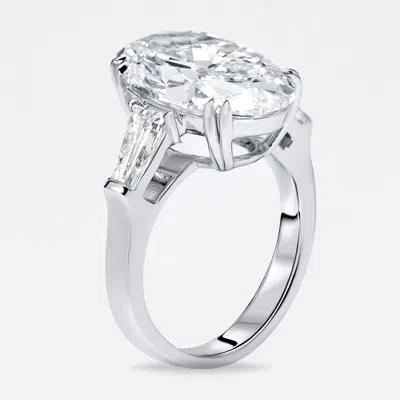 Pre-owned The Diamond Edit 8 Cts Oval Trapezoid Lab Grown Diamond 18k White Gold Ring Size 53