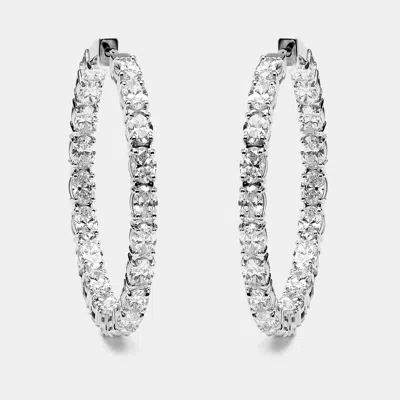 Pre-owned The Diamond Edit 8.00 Cts Oval Lab Grown Diamonds 18k White Gold Hoop Earrings