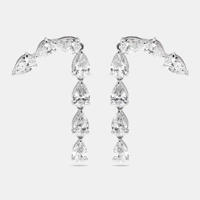 Pre-owned The Diamond Edit 8.00 Cts Pear Lab Grown Diamonds 18k White Gold Earrings