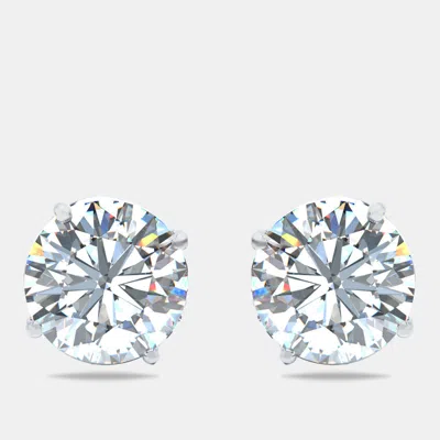 Pre-owned The Diamond Edit 8.00 Cts Round Brilliant 18k White Gold Solitaire Earrings