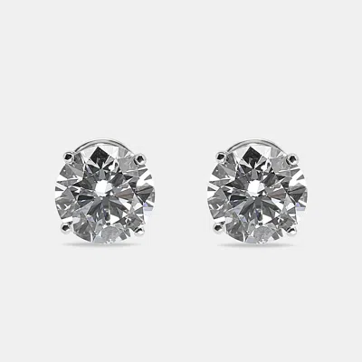 Pre-owned The Diamond Edit 8.00 Cts Round Brilliant Cut 18k White Gold Lab Grown Diamonds Solitaire Stud Earrings