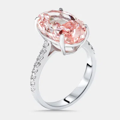Pre-owned The Diamond Edit 8.3 Cts Pink Oval Round Lab Grown Diamonds 18k White Gold Ring Size 50