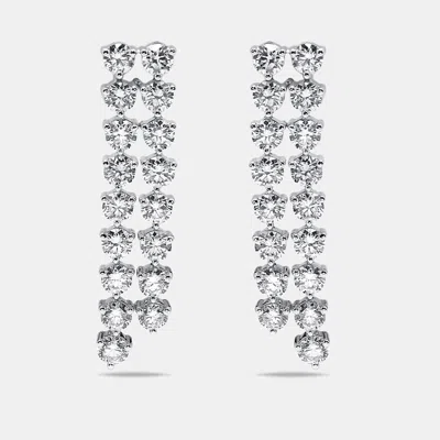 Pre-owned The Diamond Edit 8.4 Cts Round Lab Grown Diamonds 18k White Gold Earrings
