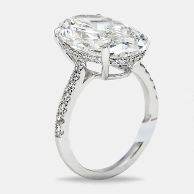 Pre-owned The Diamond Edit 8.40 Cts Oval Brilliant And Round Lab Grown Diamonds 18k White Gold Ring Size 54