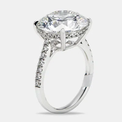 Pre-owned The Diamond Edit 8.47 Cts Round Brilliant Lab Grown Diamond 18k White Gold Ring Size 51