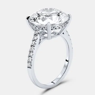 Pre-owned The Diamond Edit 8.47 Cts Round Brilliant Lab Grown Diamond 18k White Gold Ring Size 52