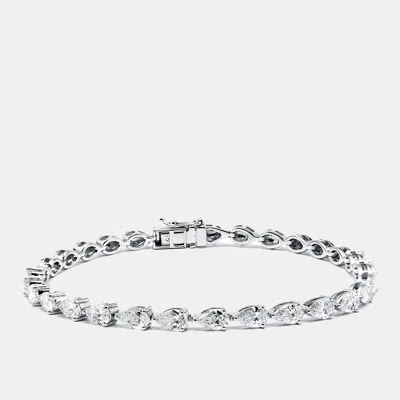 Pre-owned The Diamond Edit 8.5 Cts Pear Lab Grown Diamonds 18k White Gold Bracelet