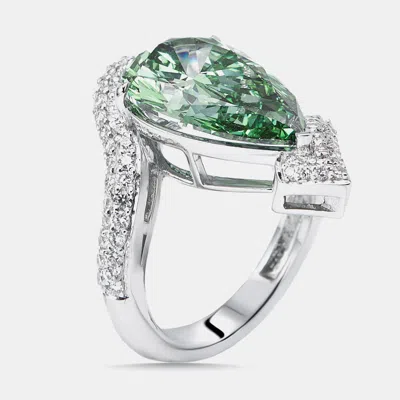 Pre-owned The Diamond Edit 8.5 Cts Pear Round Lab Grown Diamonds 18k White Gold Ring Size 53