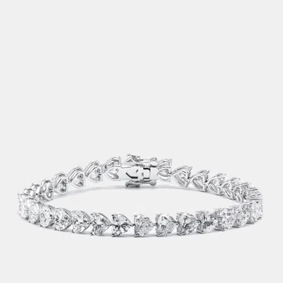 Pre-owned The Diamond Edit 9 Cts Heart Lab Grown Diamonds 18k White Gold Bracelet