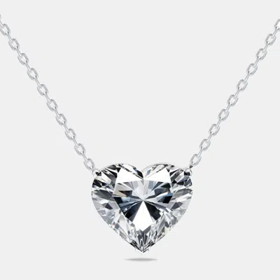 Pre-owned The Diamond Edit 9 Cts Heart Lab Grown Diamonds 18k White Gold Necklace
