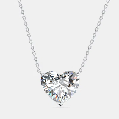 Pre-owned The Diamond Edit 9 Cts Heart Lab Grown Diamonds 18k White Gold Necklace
