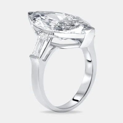 Pre-owned The Diamond Edit 9 Cts Marquise Trapezoid Lab Grown Diamond 18k White Gold Ring Size 53