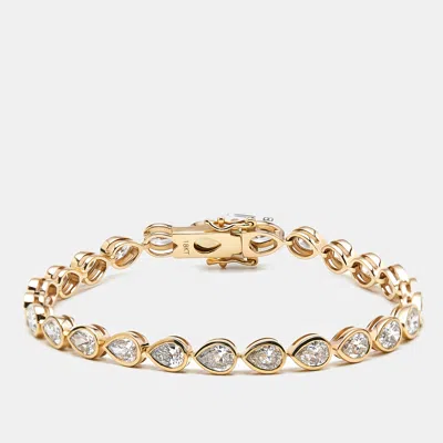 Pre-owned The Diamond Edit 9 Cts Pear Lab Grown Diamonds 18k Yellow Gold Bracelet