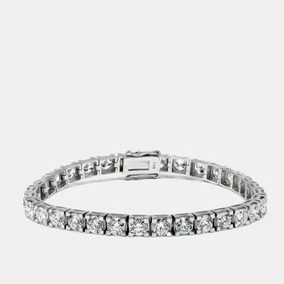 Pre-owned The Diamond Edit 9 Cts Round Lab Grown Diamonds 18k White Gold Bracelet