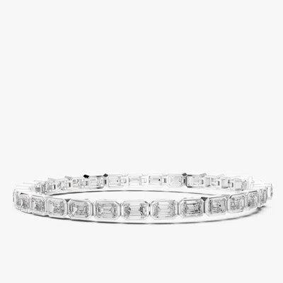 Pre-owned The Diamond Edit 9.00 Ct Emerald Cut 18k White Gold Lab Grown Diamond Tennis Bracelet 16 Cm