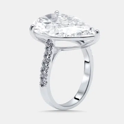 Pre-owned The Diamond Edit 9.3 Cts Pear Round Lab Grown Diamonds 18k White Gold Ring Size 55