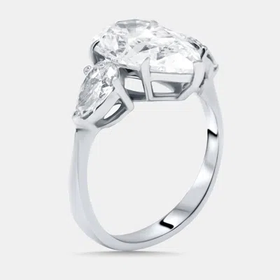 Pre-owned The Diamond Edit 9.4 Cts Pear Lab Grown Diamonds 18k White Gold Ring Size 51