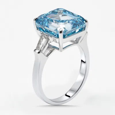 Pre-owned The Diamond Edit 9.5 Cts Asscher Cut Trapazoid Lab Grown Diamonds 18k White Gold Ring Size 55