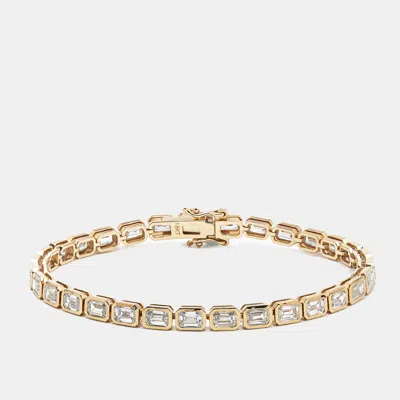 Pre-owned The Diamond Edit 9.5 Cts Emerald Cut Lab Grown Diamonds 18k Yellow Gold Bracelet