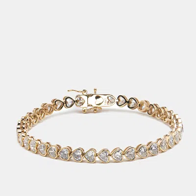 Pre-owned The Diamond Edit 9.5 Cts Heart Lab Grown Diamonds 18k Yellow Gold Bracelet