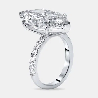 Pre-owned The Diamond Edit 9.5 Cts Marquise Round Lab Grown Diamond 18k White Gold Ring Size 51