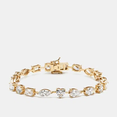 Pre-owned The Diamond Edit 9.5 Cts Multi Shape Lab Grown Diamonds 18k Yellow Gold Bracelet
