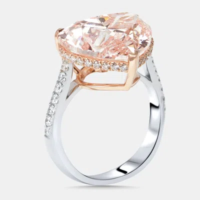 Pre-owned The Diamond Edit 9.5 Cts Pink Heart Round Lab Grown Diamonds 18k Two Tone Gold Ring Size 51