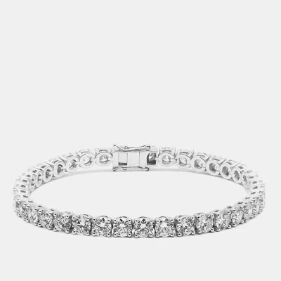 Pre-owned The Diamond Edit 9.5 Cts Round Brilliant Lab Grown Diamonds Sterling Silver 925 Tennis Bracelet 18 Cm