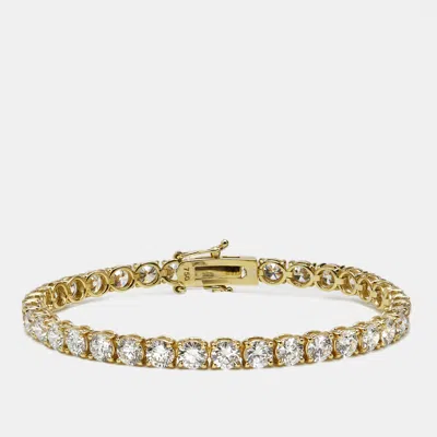 Pre-owned The Diamond Edit 9.80 Cts Round Brilliant Lab Grown Diamonds 18k Yellow Gold Tennis Bracelet