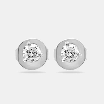 Pre-owned The Diamond Edit Lab Grown Diamond 0.62 Cts White Gold Solitare Stud Earrings