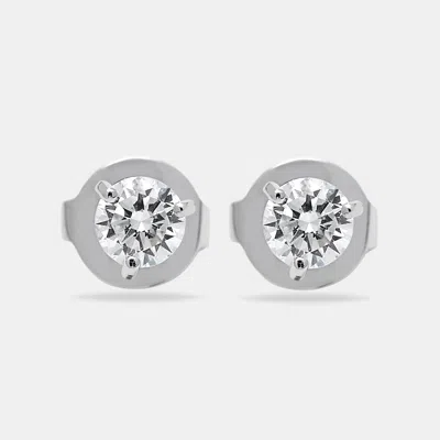 Pre-owned The Diamond Edit Lab Grown Diamond 1.02 Ct White Gold Stud Earrings