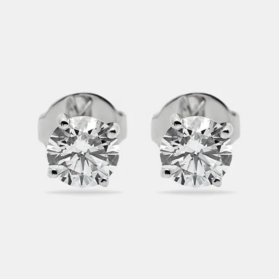 Pre-owned The Diamond Edit Lab Grown Diamond 2.10 Cts White Gold Solitare Stud Earrings