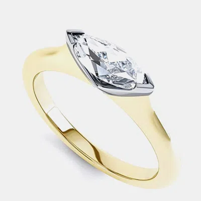 Pre-owned The Diamond Edit Wedding Diamond Ring 14k Yellow Gold Lab Grown Marquise 1 Carat Igi Certified