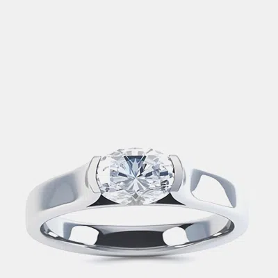 Pre-owned The Diamond Edit Wedding Women Ring 14k White Gold Lab Grown Oval 1 Carat Igi Certified Diamond Eu 53