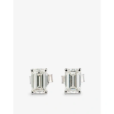 The Diamond Lab Womens White Gold Timeless 18ct White-gold And 1.70ct Emerald-cut Diamond Earrings