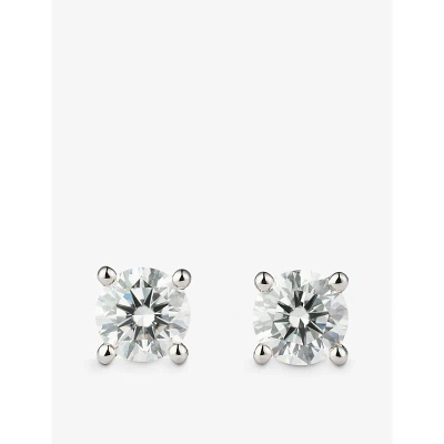 The Diamond Lab Womens White Gold Timeless 18ct White-gold And 2.03ct Round-brilliant Diamond Earrin