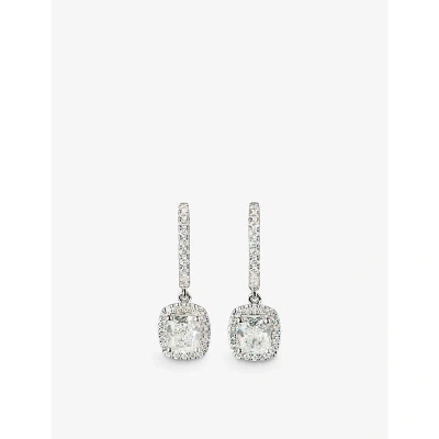 The Diamond Lab Womens White Gold Timeless 18ct White-gold And 2.33ct Cushion-cut Diamond Earrings