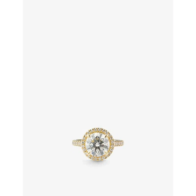 The Diamond Lab Womens Yellow Gold Halo 18ct Yellow-gold And 3.14ct Brilliant-cut Diamond Ring