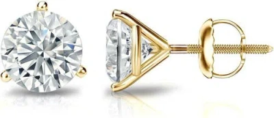 The Diamond Spot 14k Rose Gold Lab-grown Round Diamond 3-prong Screw Back Stud Earrings In Pattern