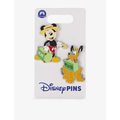 The Disney Store At Selfridges Multi-coloured Pluto And Micky Set Of Two Metal Pin Badges