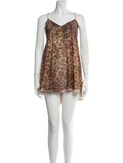 Pre-owned The Dolls House Animal Print Mini Dress In Brown